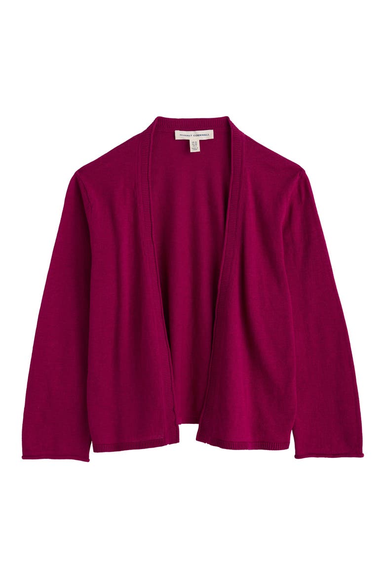 Vanessa Open Front Organic Cotton Crop Cardigan, Alternate, color, KNIT MELANGE DARK FREESIA