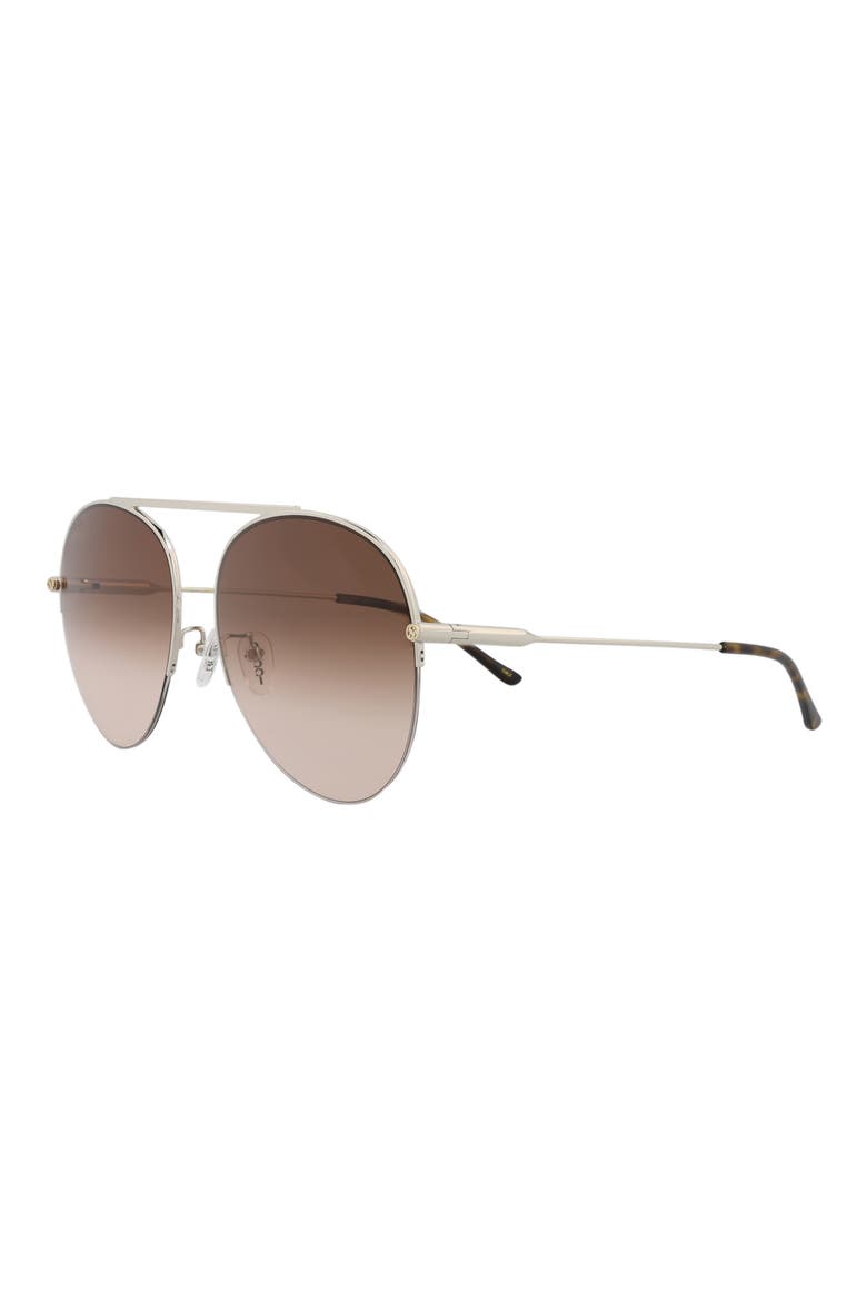 61mm Aviator Sunglasses, Alternate, color, SILVER SILVER BROWN