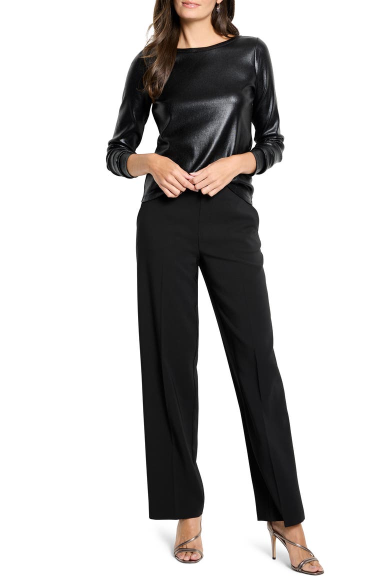 Glazed Ribbed Boat Neck T-Shirt, Alternate, color, BLACK ONYX