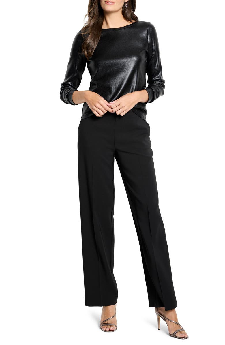 NIC+ZOE Glazed Ribbed Boat Neck T-Shirt, Alternate, color, Black Onyx