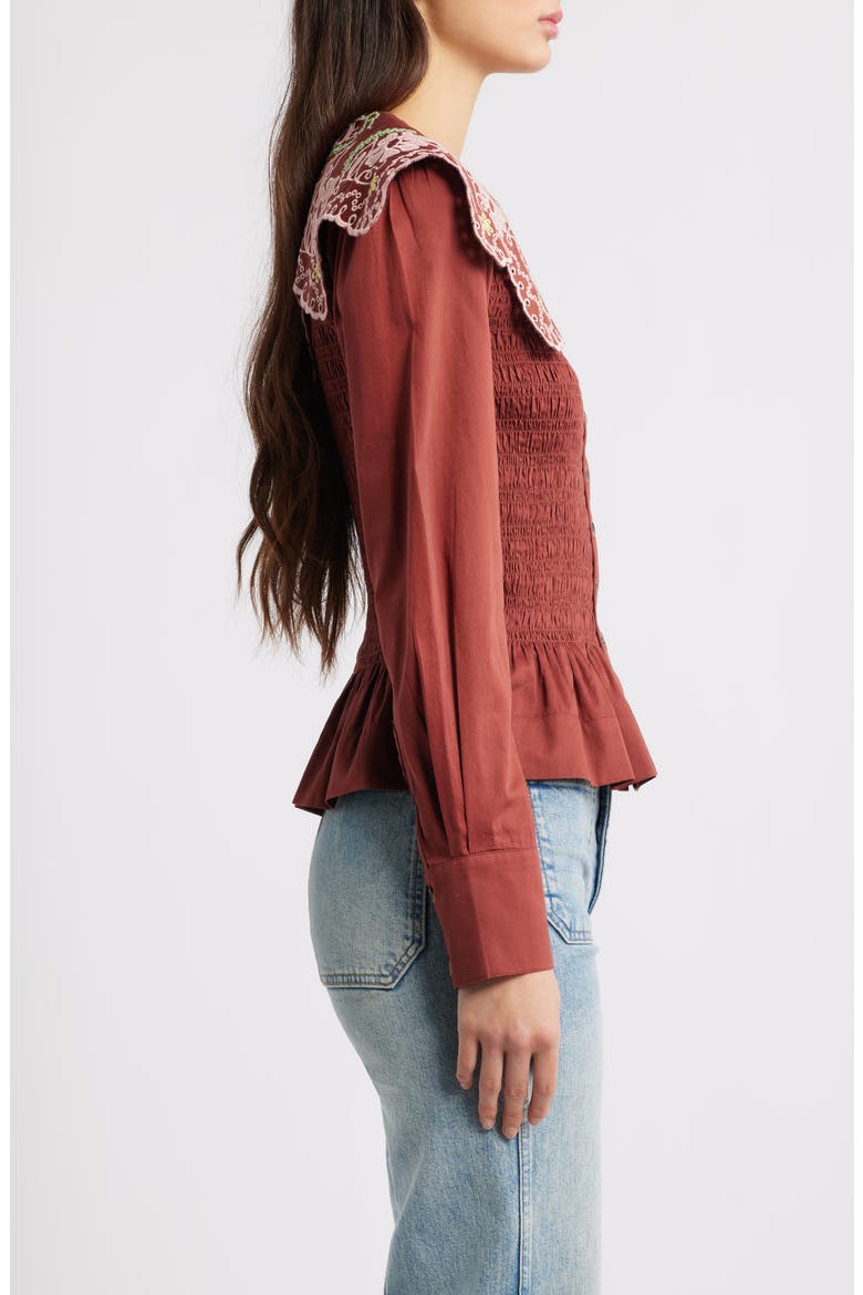 Fern Embroidered Top, Alternate, color, RUST