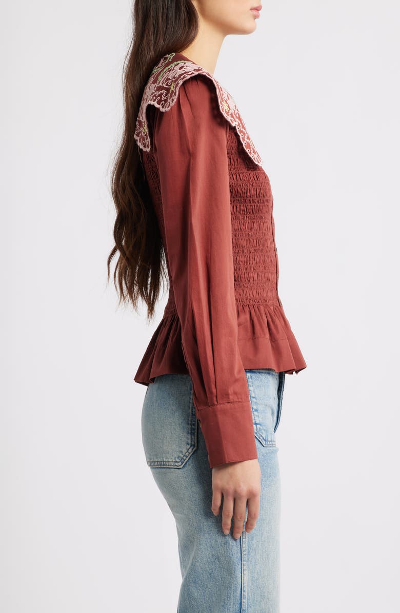 Damson Madder Fern Embroidered Top, Alternate, color, Rust