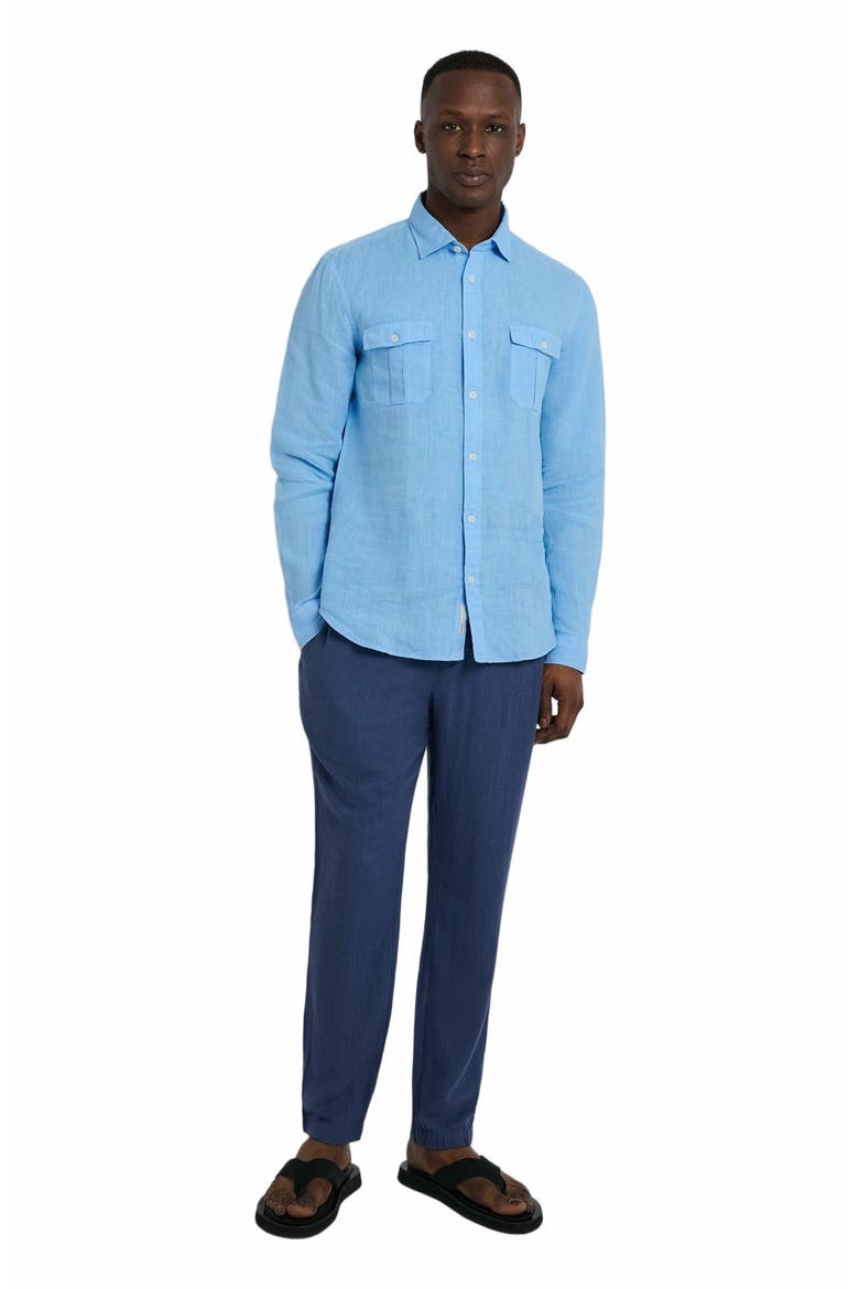 Garment Dye Linen Standard Fit Shirt, Main, color, LIGHT BLUE