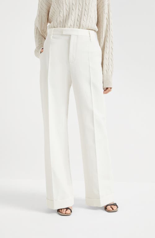 Brunello Cucinelli Stretch Cotton Flared Sartorial Trousers In Panama