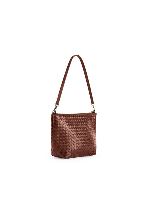 Deux Mains Woven Leather Shoulder Bag In Brown