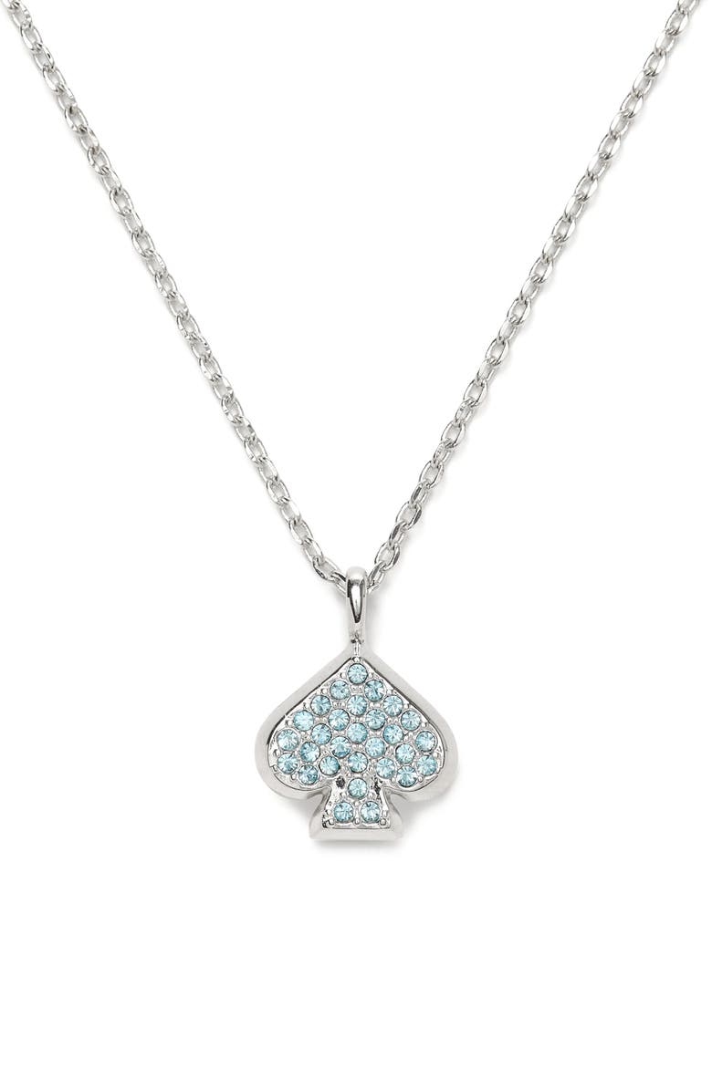Kate Spade New York mini pavé pendant necklace, Main, color, Blue/ Silver
