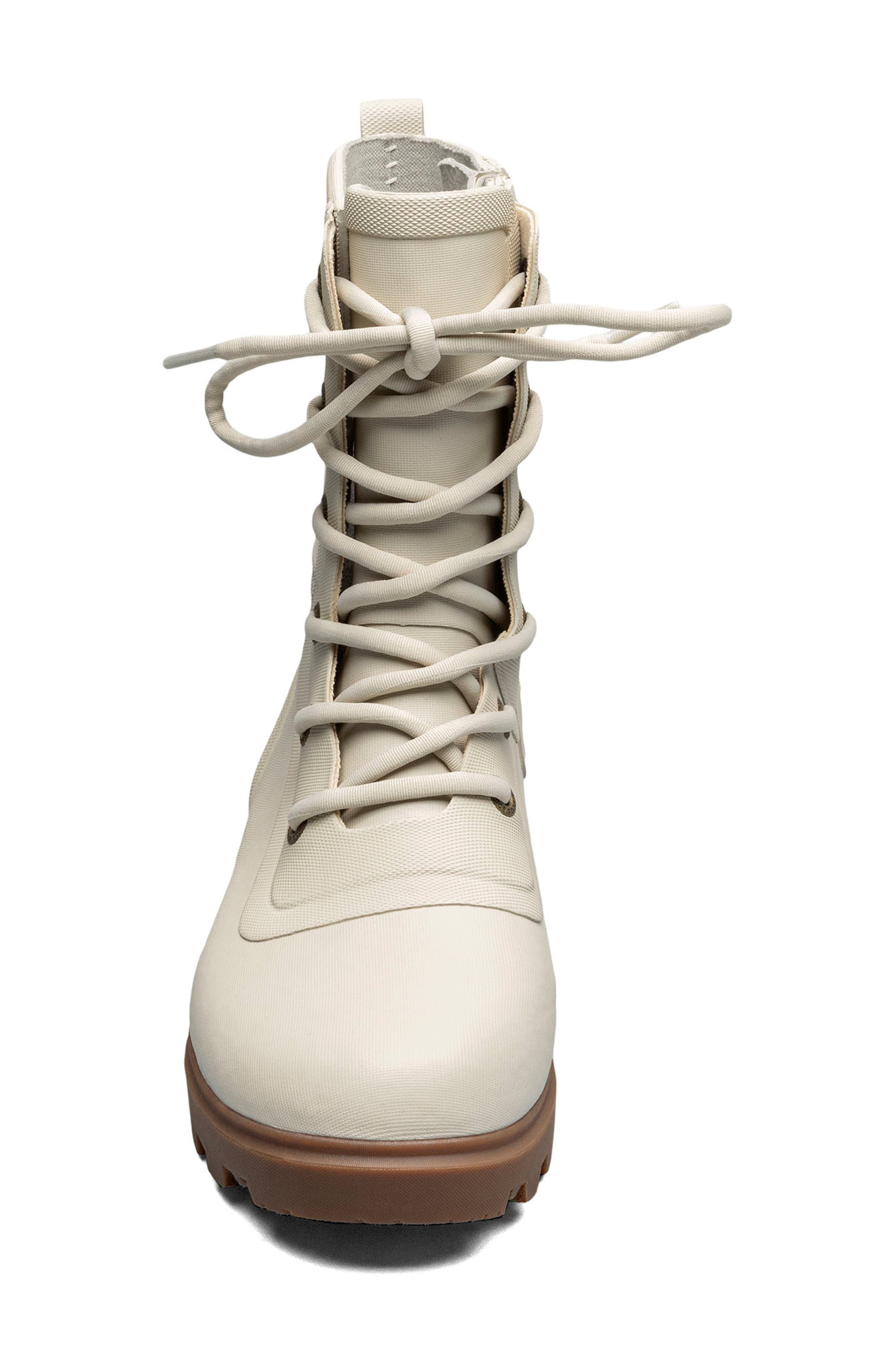 Bogs Holly Waterproof Lace-Up Rain Boot, Alternate, color, Oatmeal