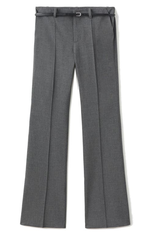 Mango Belted Straight Leg Pants In Gray