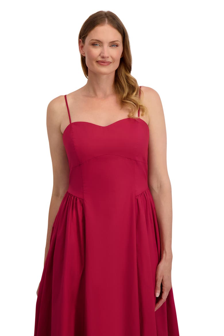 Olivia Sweetheart Midi Dress, Alternate, color, RUMBA RED