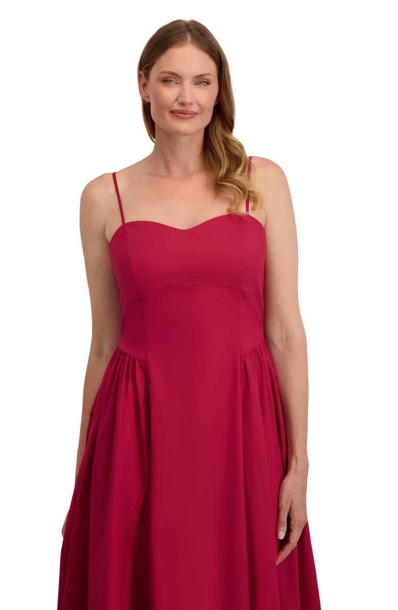 Laundry by Shelli Segal Olivia Sweetheart Midi Dress, Alternate, color, Rumba Red