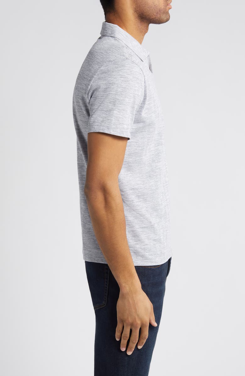 Robert Barakett Martel Slim Fit Herringbone Jacquard Johnny Collar Polo, Alternate, color, Grey