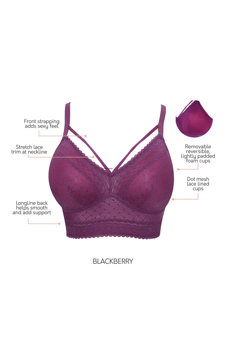 Parfait Mia Wire-Free Padded Mesh Bralette, Alternate, color, Blackberry