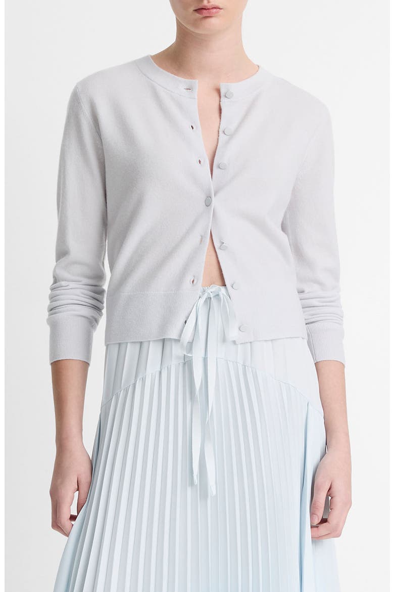 Tipped Half Moon Cardigan, Main, color, OPAL GREY/ OPTIC WHITE