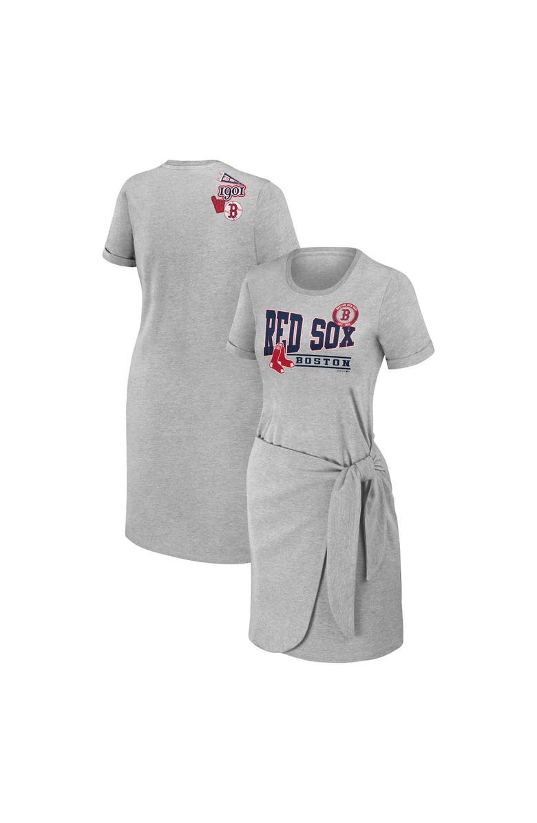 WEAR by Erin Andrews Women's WEAR by Erin Andrews Heather Gray Boston Red Sox  Knotted T-Shirt Dress, Alternate, color, 