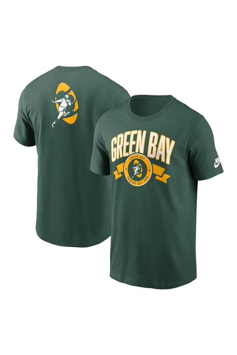 Men's Nike Green Green Bay Packers Rewind Front and Back Hit Essential T-Shirt, Alternate, color, Green