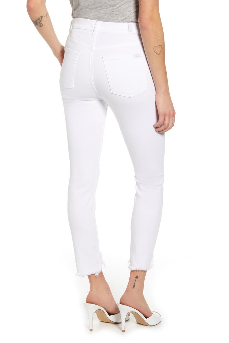 Fray Hem Ankle Skinny Jeans, Alternate, color, CLEAN WHITE