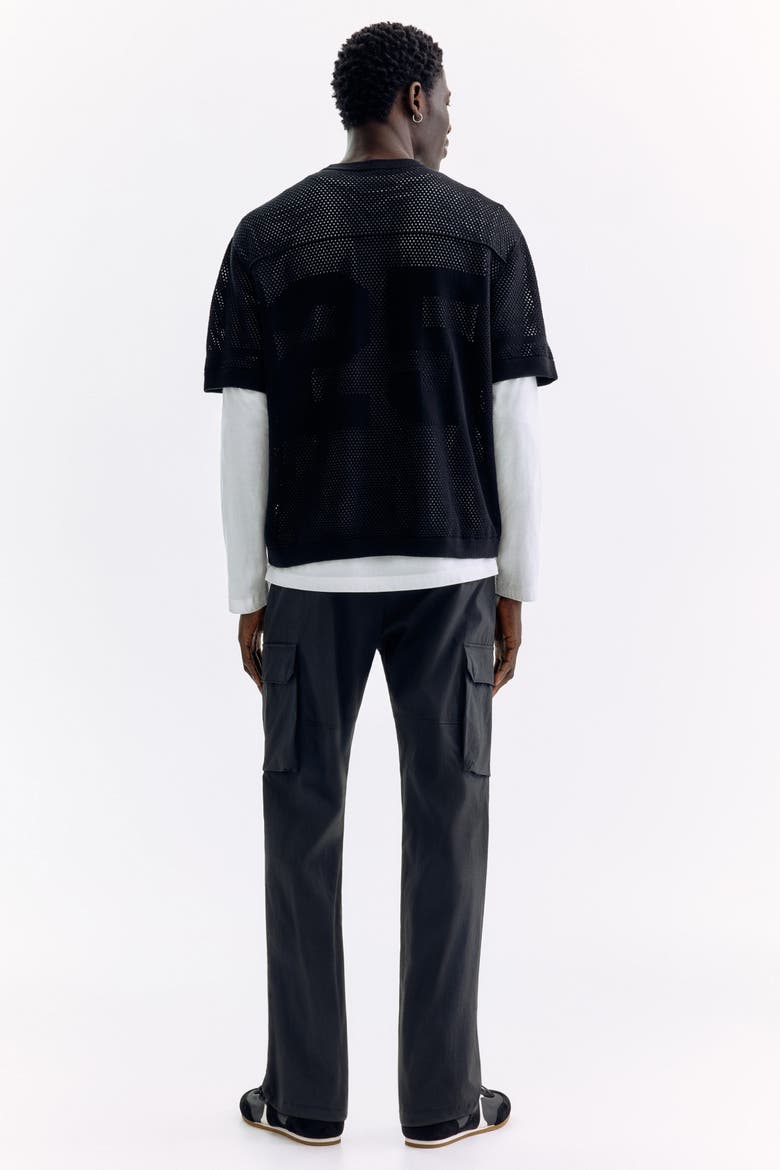 Regular Fit Nylon Cargo Trousers, Alternate, color, Black