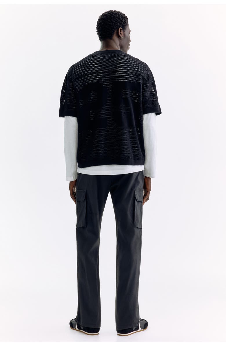 H&M Regular Fit Nylon Cargo Trousers, Alternate, color, Black