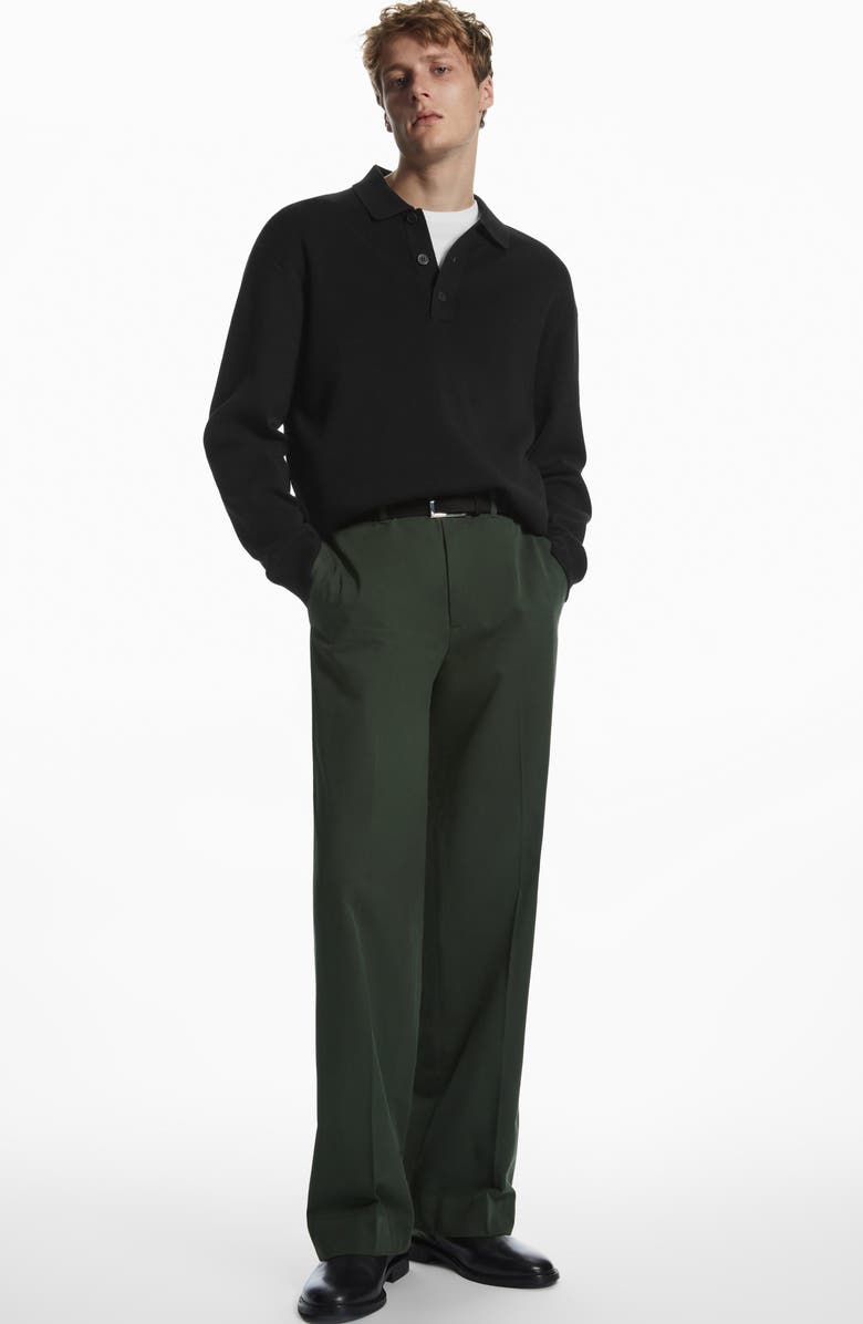 COS Organic Cotton Knit Polo Sweater, Alternate, color, 