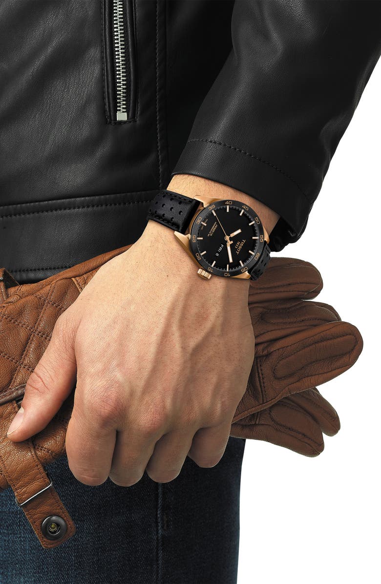 Tissot PRS 516 Leather Powermatic Leather Strap Watch, 42mm, Alternate, color,