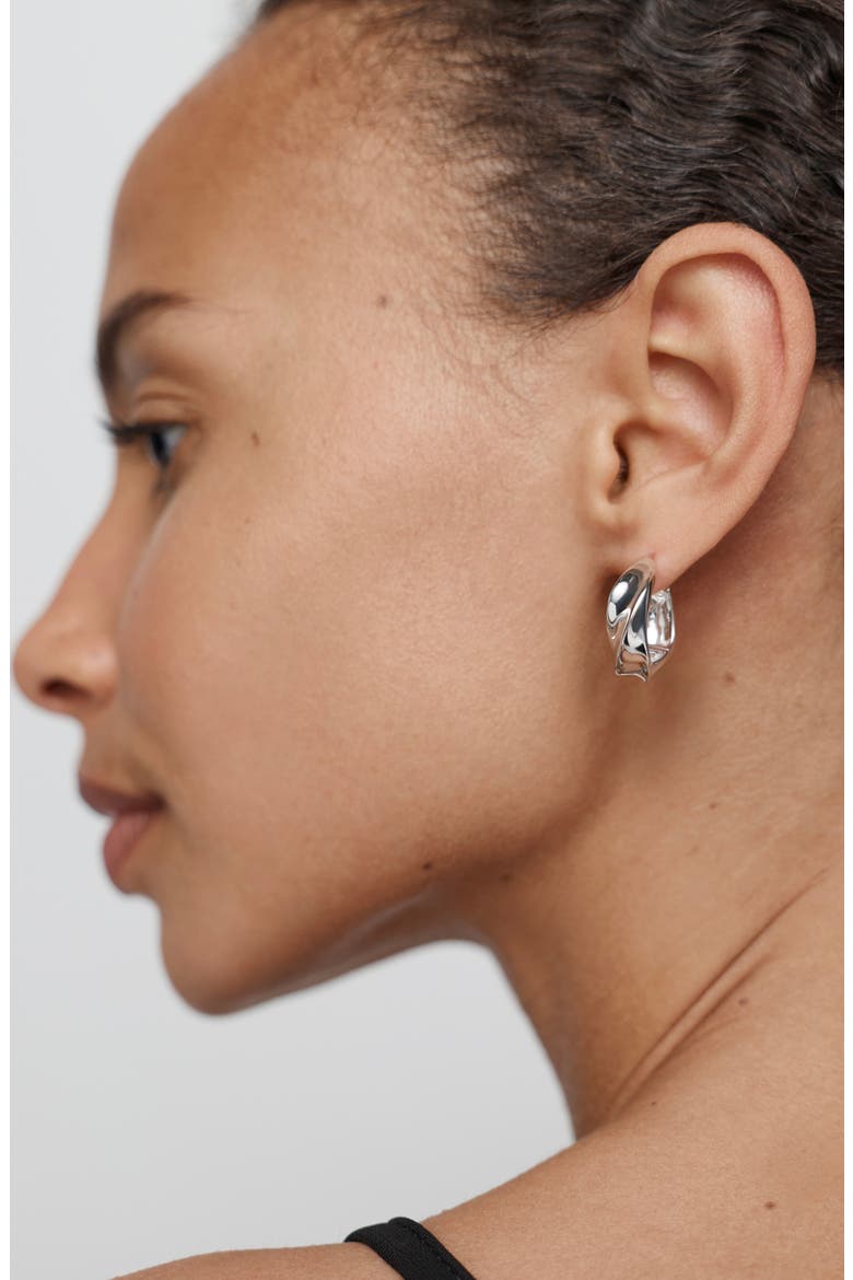 Nomade Bold Sterling Silver Medium Hoop Earrings, Alternate, color, STERLING SILVER