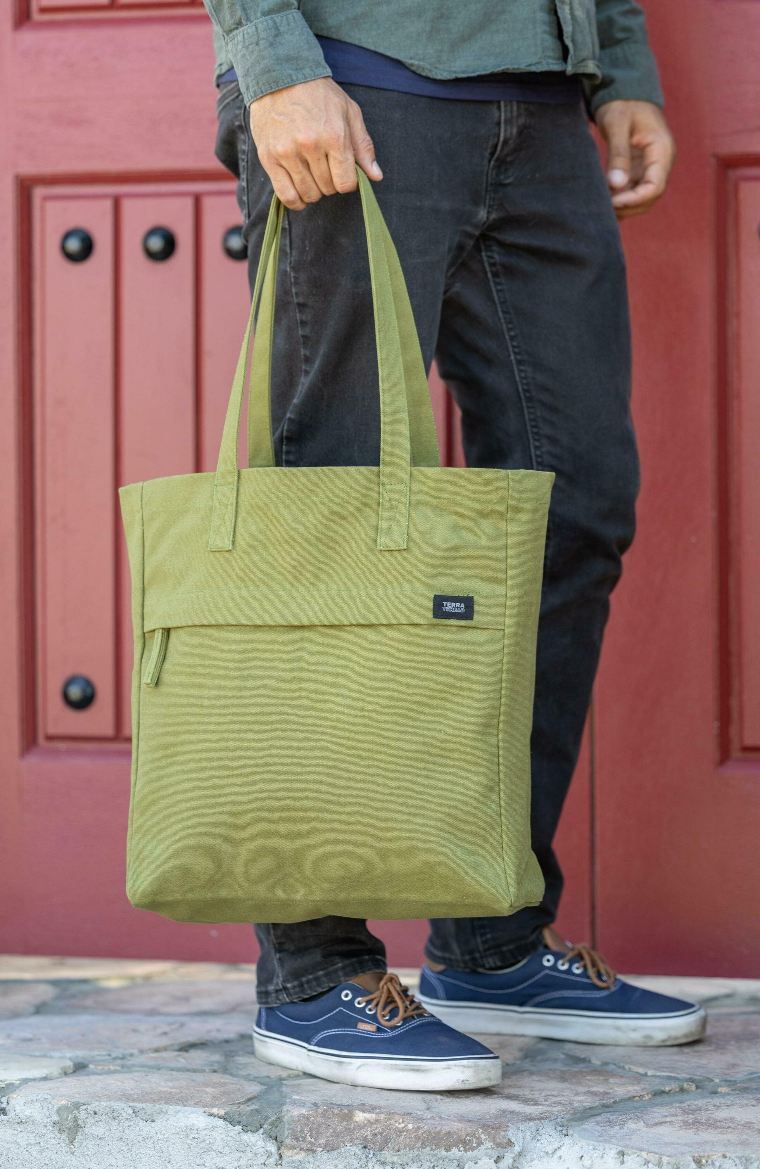 Organic Cotton Canvas Work Tote Bag, Alternate, color, Olive Green