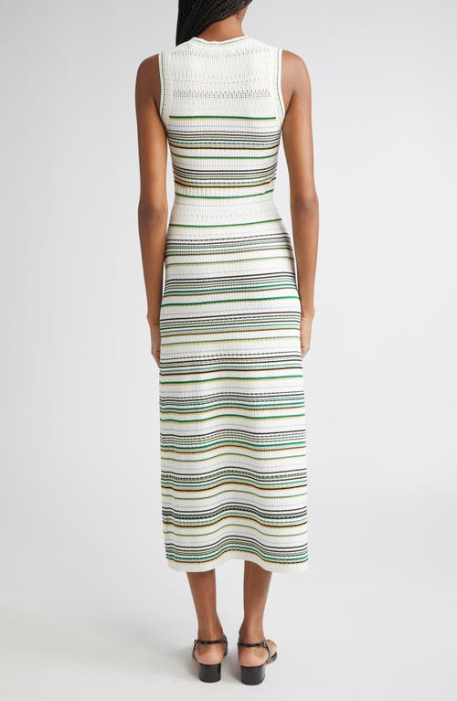 Veronica Beard Dawna Striped Open-knit Midi Dress In Multi
