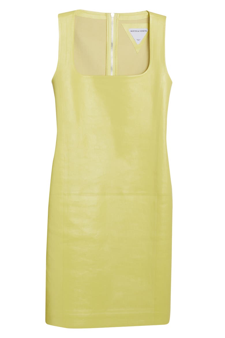 Square Neck Nappa Leather Sheath Dress, Alternate, color, SHERBERT