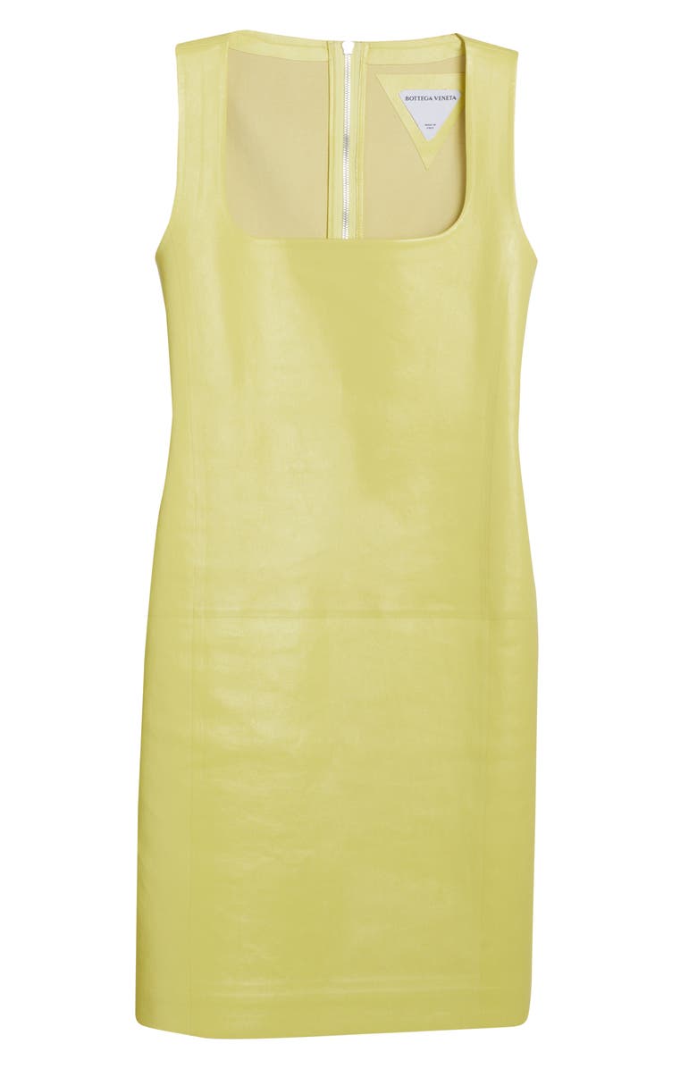 Bottega Veneta Square Neck Nappa Leather Sheath Dress, Alternate, color, 