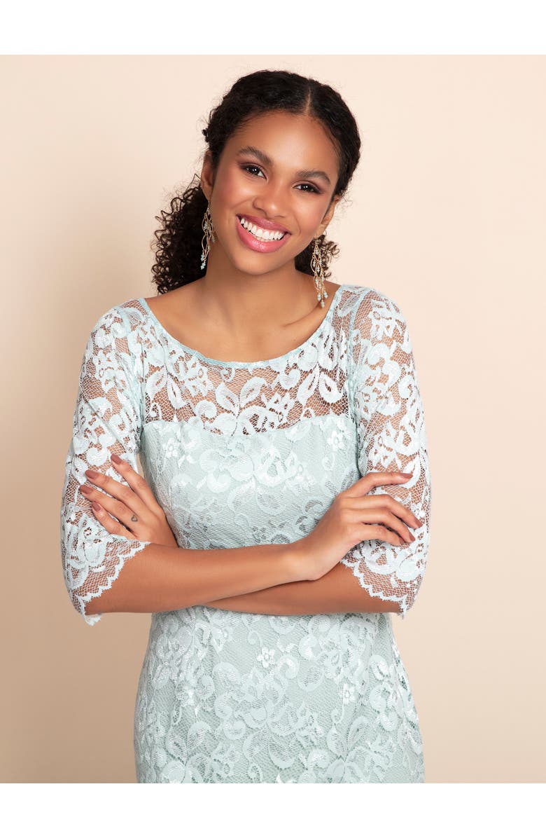 Alie Street London Lila Lace Dress, Alternate, color, Mint Silver Green