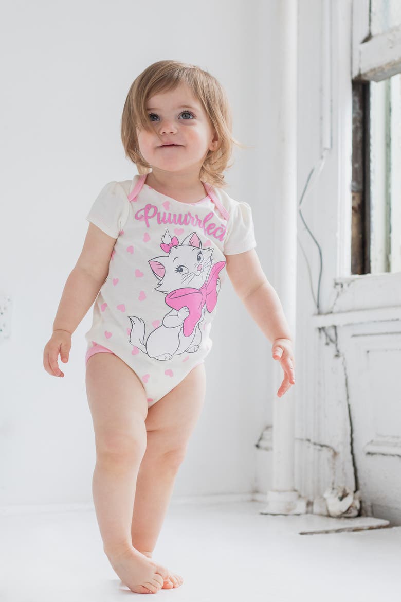 Girls' 5-Pack Short Sleeve Bodysuits, Alternate, color, Pink Grey Yellow Coral