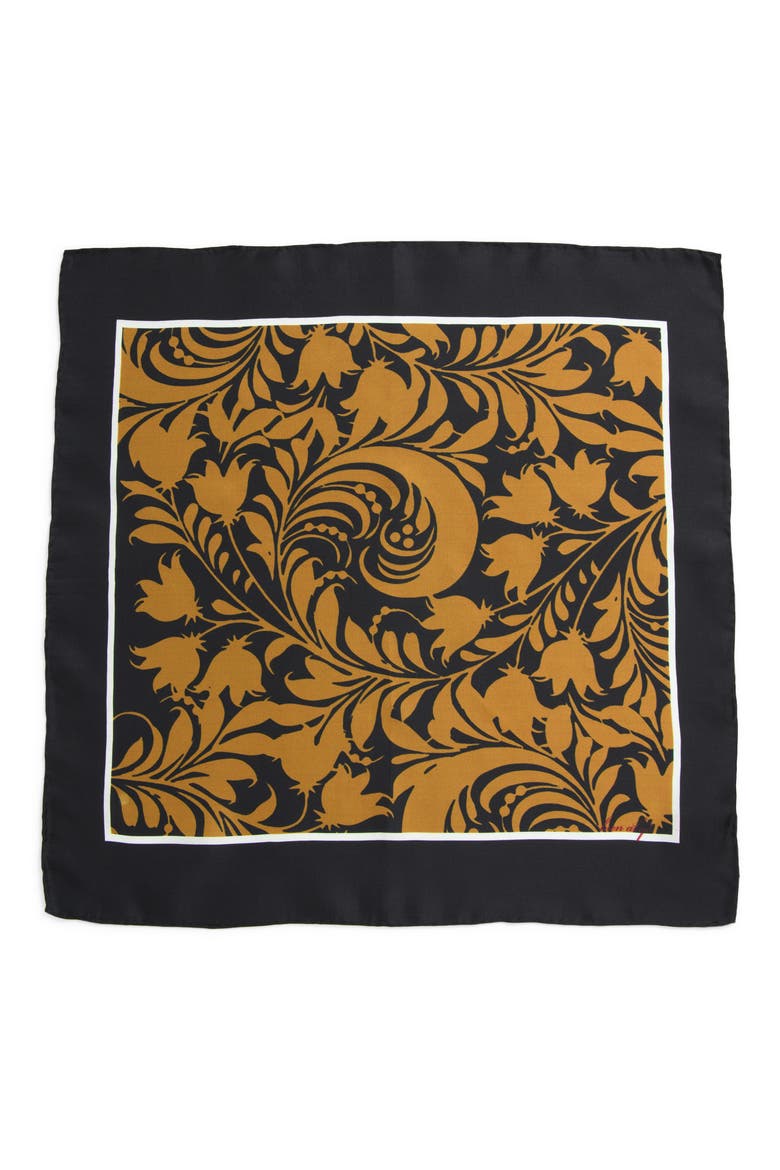 Golden Garden Silk Bandana, Alternate, color, BLACK