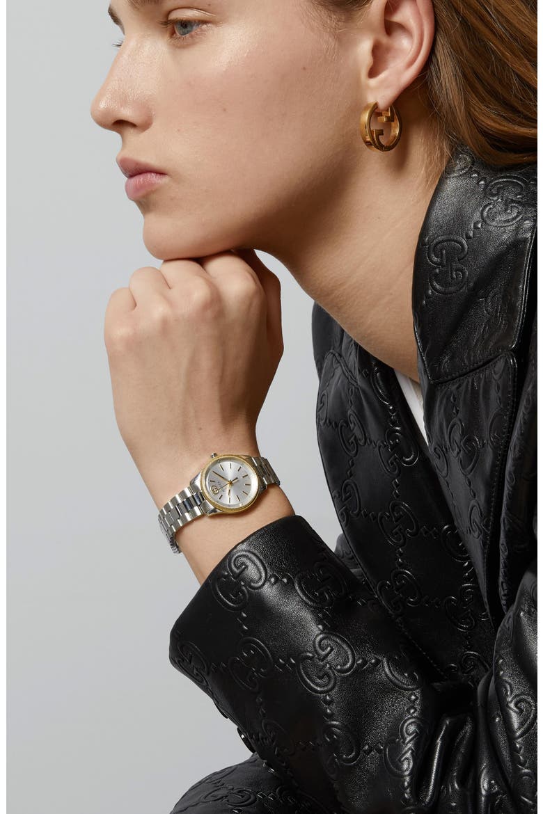 G-Timeless Diamond Slim Bracelet Watch, 29mm, Alternate, color, SILVER
