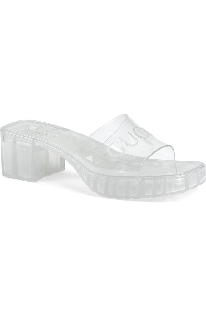 Gucci Plastique Logo Platform Slide Sandal, Main, color,