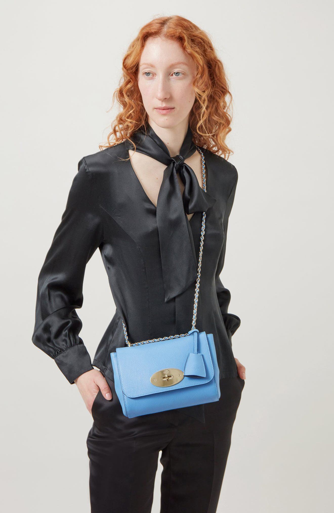 Lily Leather Shoulder Bag, Alternate, color, CORNFLOWER BLUE