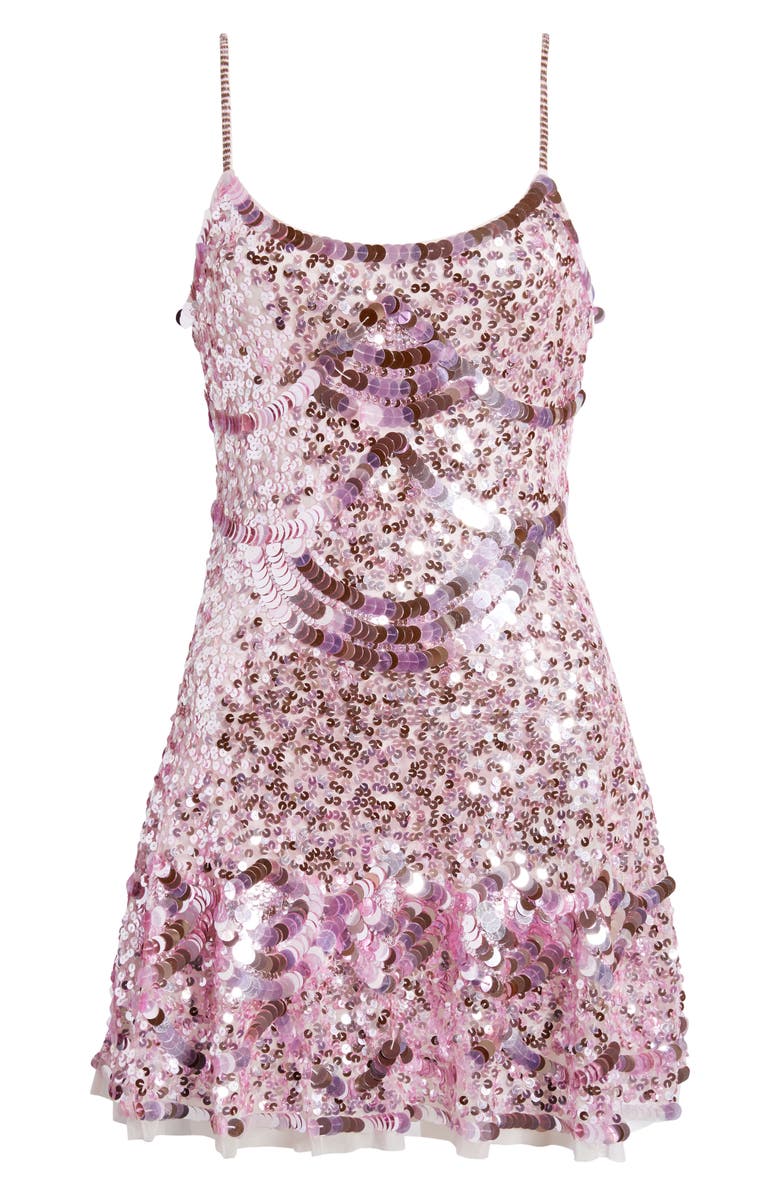 LoveShackFancy Liria Sequin Embellished Minidress, Alternate, color, Light Pink
