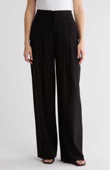 WAYF High Rise Pleated Wide Leg Pants