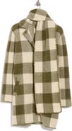 NVLT Buffalo Plaid Eyelash Coatigan with Attached Scarf