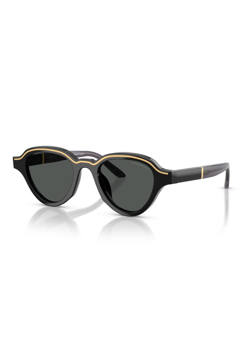 47mm Small Irregular Sunglasses, Alternate, color, SHINY BLACK / DARK GREY