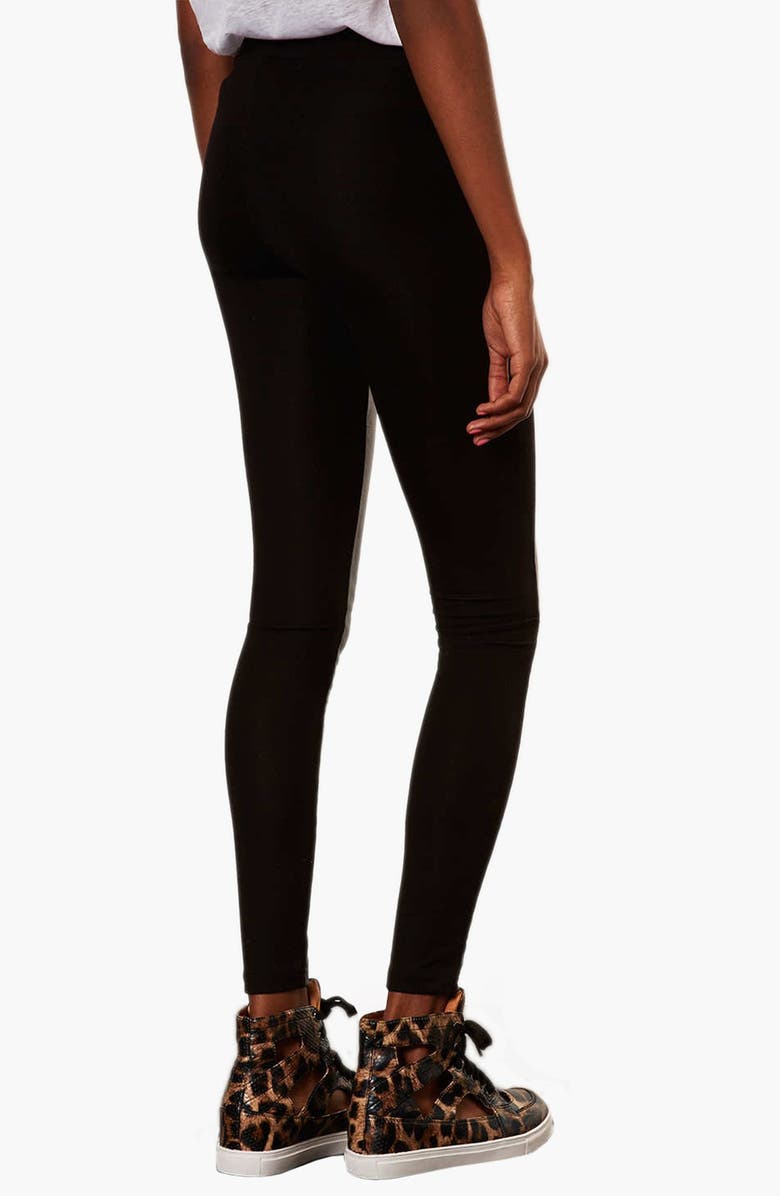 Topshop Faux Leather Front Leggings, Alternate, color, 