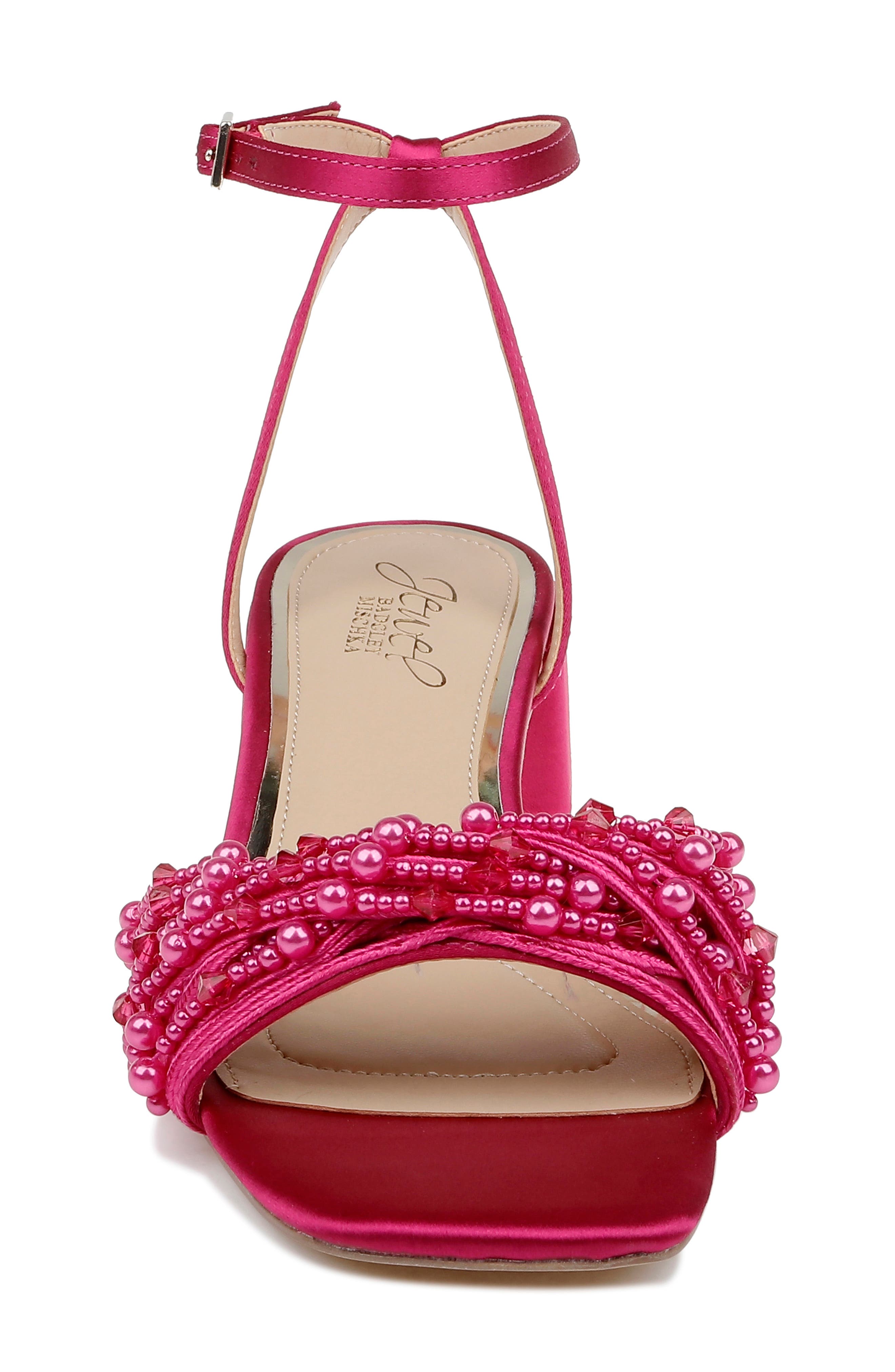 Jewel Badgley Mischka Fallon Ankle Strap Sandal, Alternate, color, Passion Pink Satin