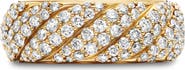 David Yurman Sculpted Cable Band Ring in 18K Yellow Gold with Pavé Diamonds