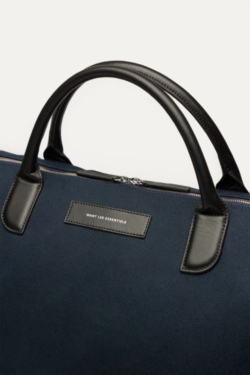 Want Les Essentiels De La Vie Want Les Essentiels Hartsfield Organic Cotton Canvas Weekender Bag In Navy