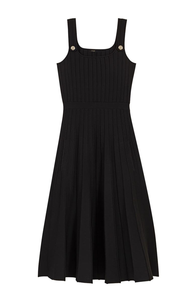 maje Pleated knit midi dress, Alternate, color,
