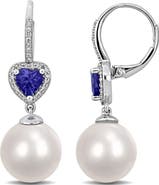Julianna B. Pearl & Tanzanite Diamond Heart Earrings 10k