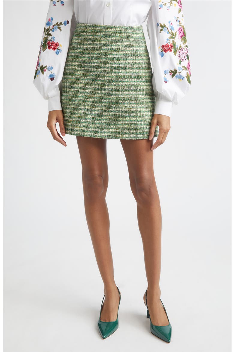 Tweed Miniskirt, Main, color, GREEN MULTI