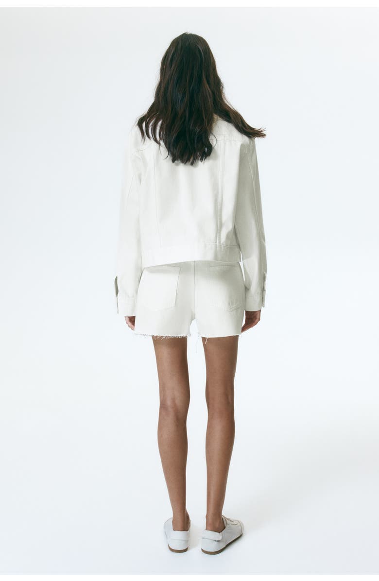 H&M Raw-edge Denim Shorts, Alternate, color, Cream