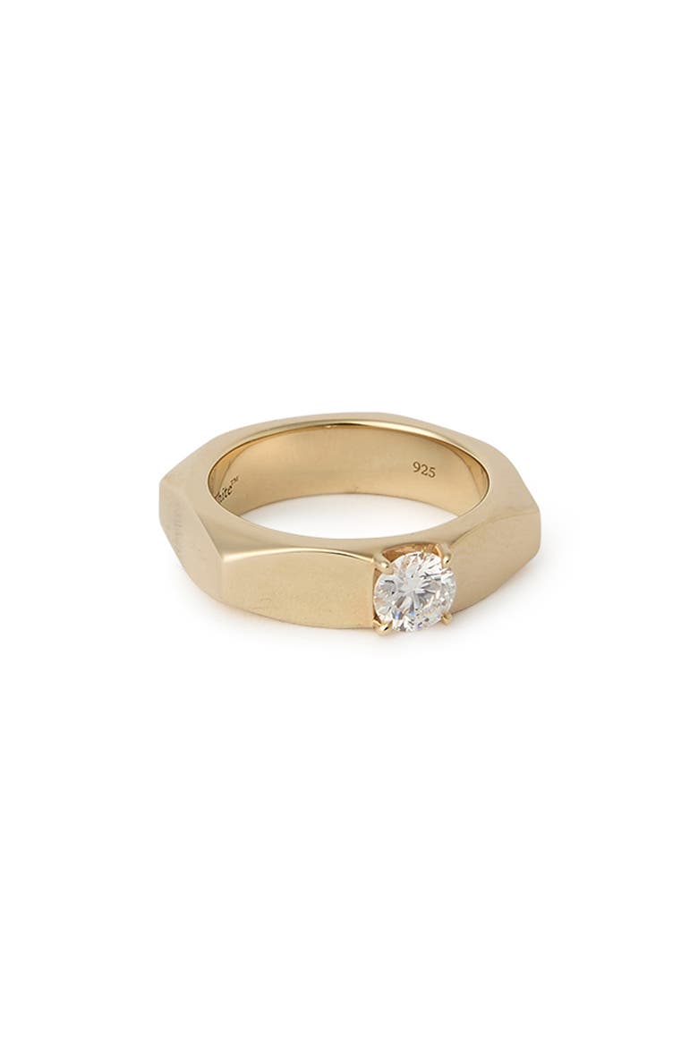 Hex Nut Solitaire Lab Grown Diamond Ring, Alternate, color, YELLOW GOLD