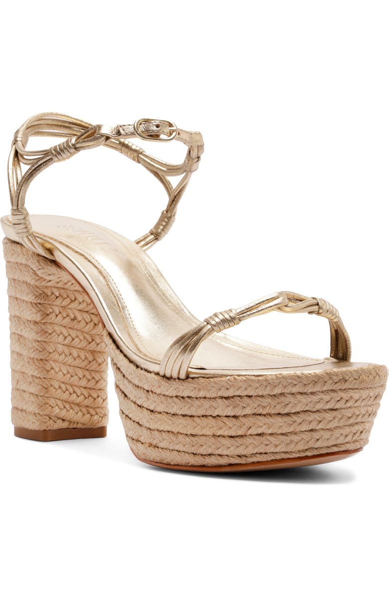 Schutz Nara Ankle Strap Platform Sandal, Main, color, Platina