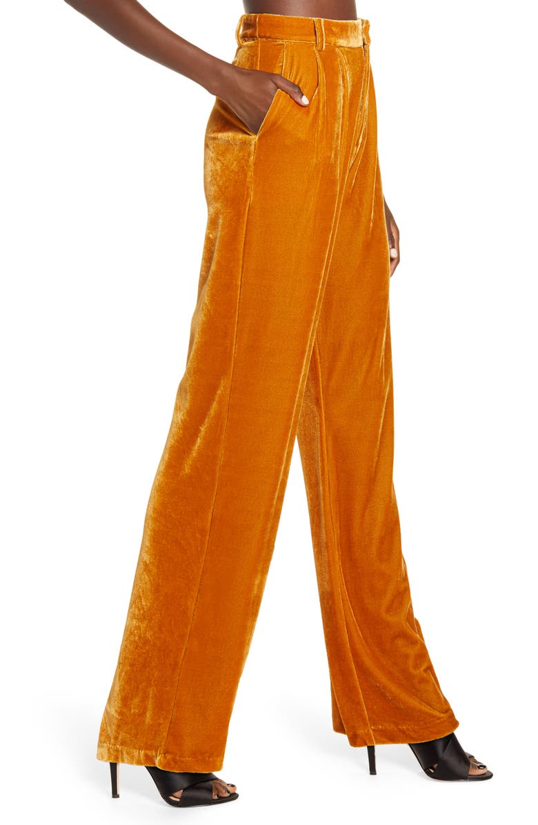 Endless Rose Velvet Wide Leg Pants, Alternate, color, Yellow